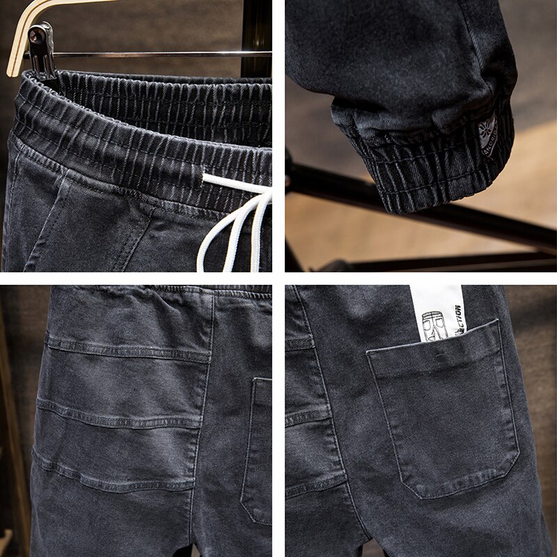 Mænd jeans bukser bomuld elastisk afslappet denime bukser joggingbukser plus størrelse 5xl 6xl 7xl yjj 09
