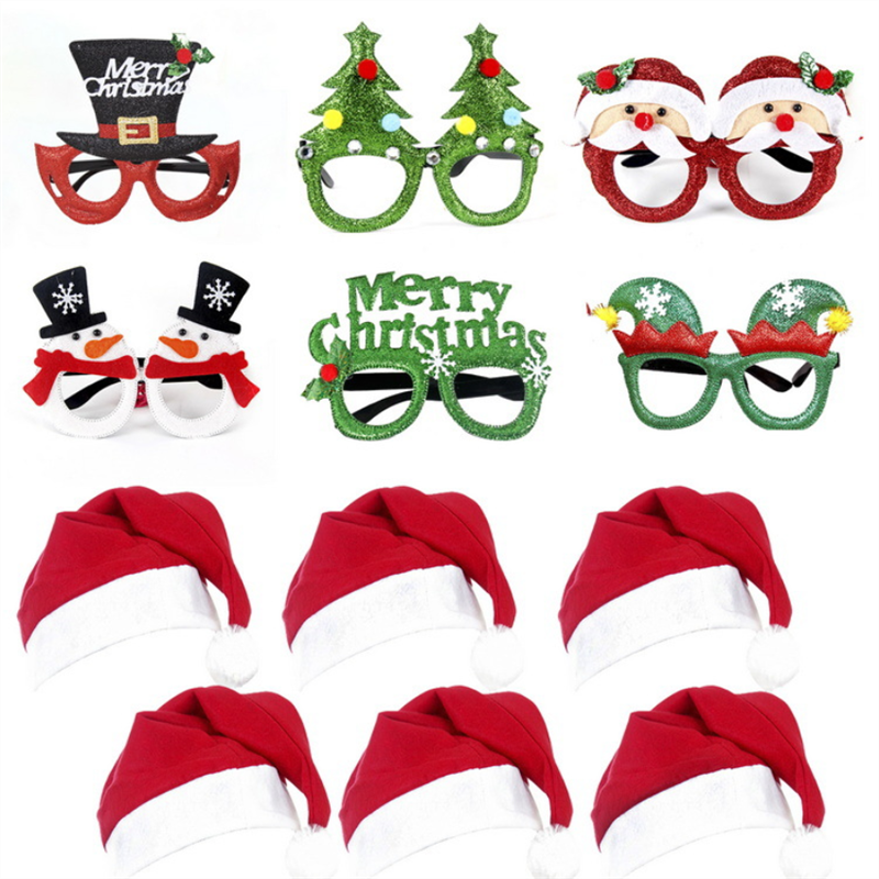 6-20 Stks/set Festival Levert Xmas Glazen Kerst Hoed Creatieve Party Kinderen Volwassen Hoofdband Kerstman Polsband