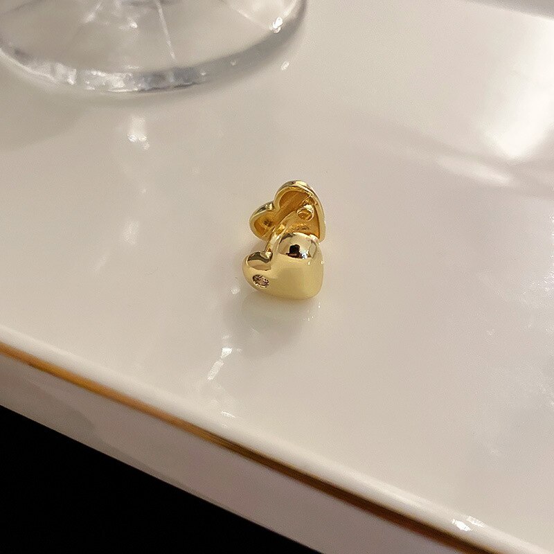 2022 neue Koreanische Silber Farbe Liebe Herz Clip auf Ohrringe für Frauen Einfache Kein durchbohren Ohr Manschette Hochzeit Ästhetischen Schmuck 1 PC: B