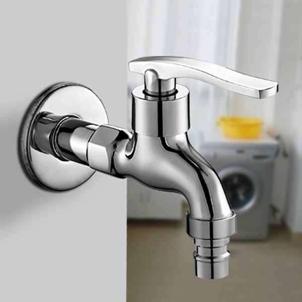 12cm långa mässing enkel kallvatten väggkran trädgård piscinas lång tvättmaskin vattenkran handfat kran bibcock
