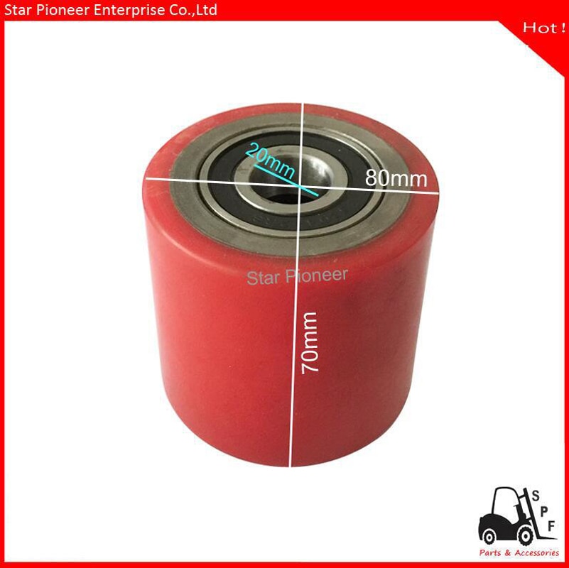 hydraulic pallet truck wheels hand pallet truck wheel 70x80-47-20mm PU with bearings 6204 After install bearing, hole is 20mm