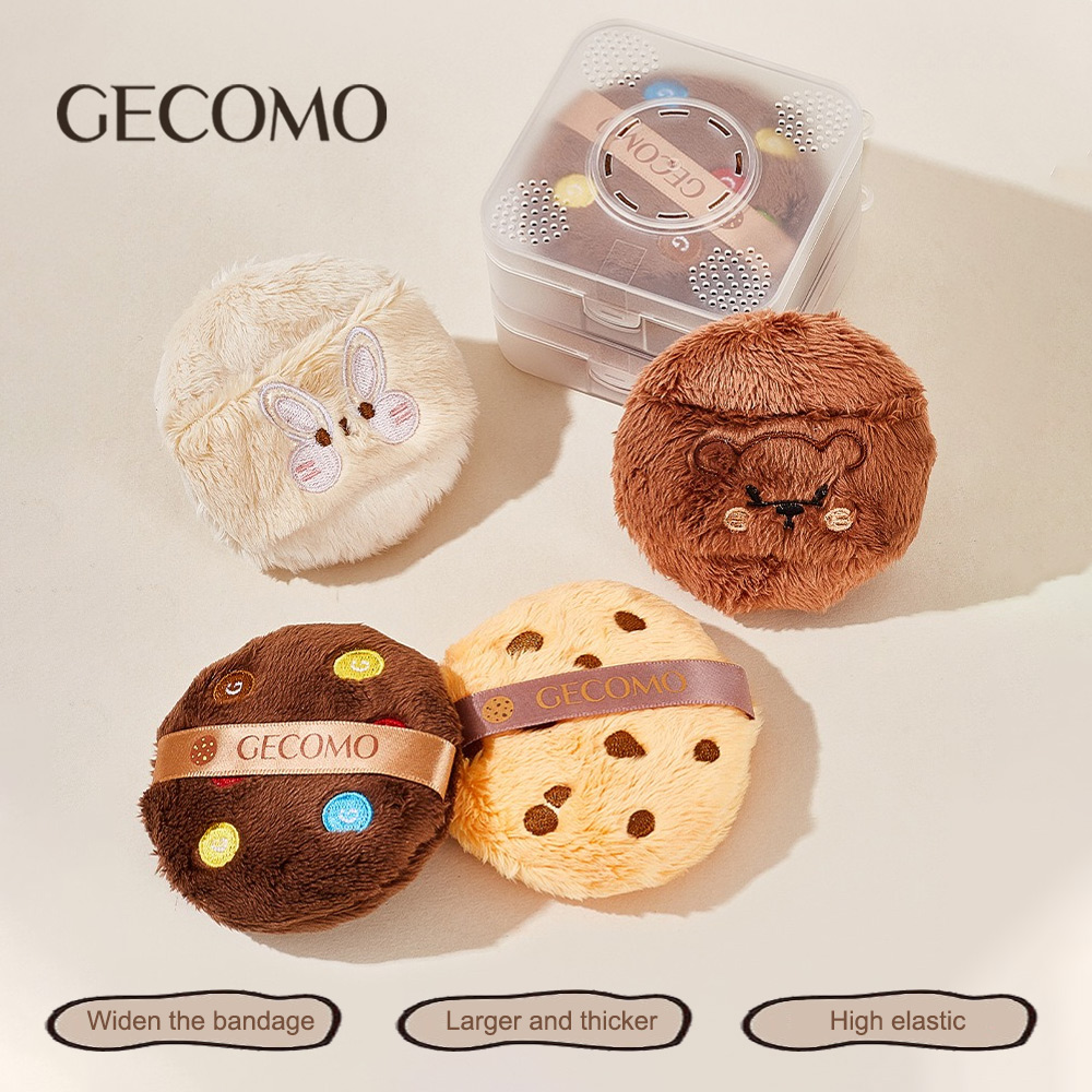 GECOMO bouffée de poudre floquée douce et mignonne, matériau respectueux de la peau, bouffée de poudre en peluche adaptée à l'outil de maquillage de réglage de poudre libre
