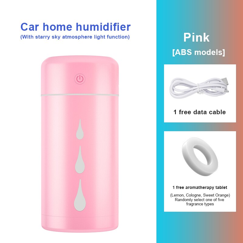 Auto Luchtbevochtiger Luchtreiniger Sterrenhemel Licht Projector Usb Draagbare Luchtbevochtiger Verneveling Essentiële Olie Aromatherapie Diffus: Roze