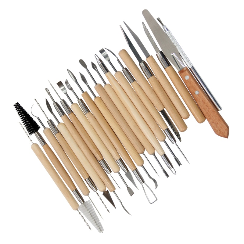 22Pcs Arts Crafts Clay Sculpting Tools Set Pottery & Ceramics Wooden Handle Modeling Clay Tools With Bag