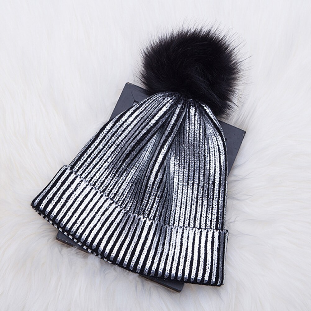 Bola de Pelo para niña, gorro bonito con Pompón, gorrito sólido a prueba de viento