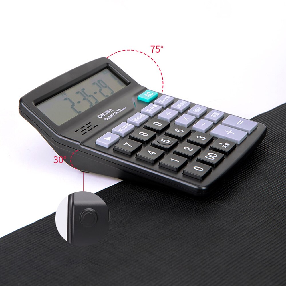 Deli Calculator 12 Digits Display Dual Power Supply Portable Desktop Calculator For Office School Business Accounting Tool Use