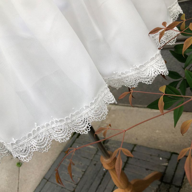 Vrouwen meisjes 2 hoepels chiffon korte onderrok geschulpte kant rand lolita cosplay bruids verstelbare crinoline onderrok bustle