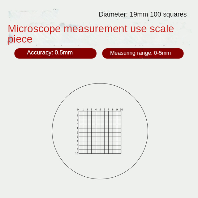Microscope micrometer calibration sheet Scale measuring rule 0.05mm calibration glass sheet 0.1mm calibration reticle: See text details -04