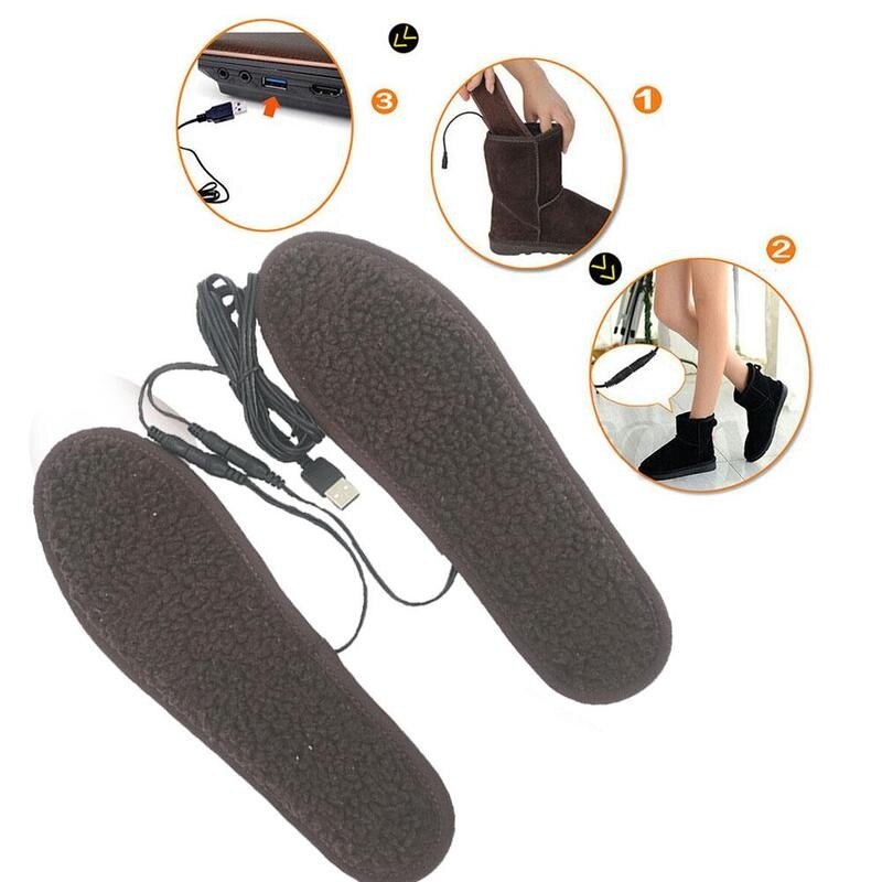 Electric Heated Insoles Battery Warmer Men Women Usb Insoles Insole Heating Warm Winter Ski Keep Boot Heated Insole Foot He R8P2
