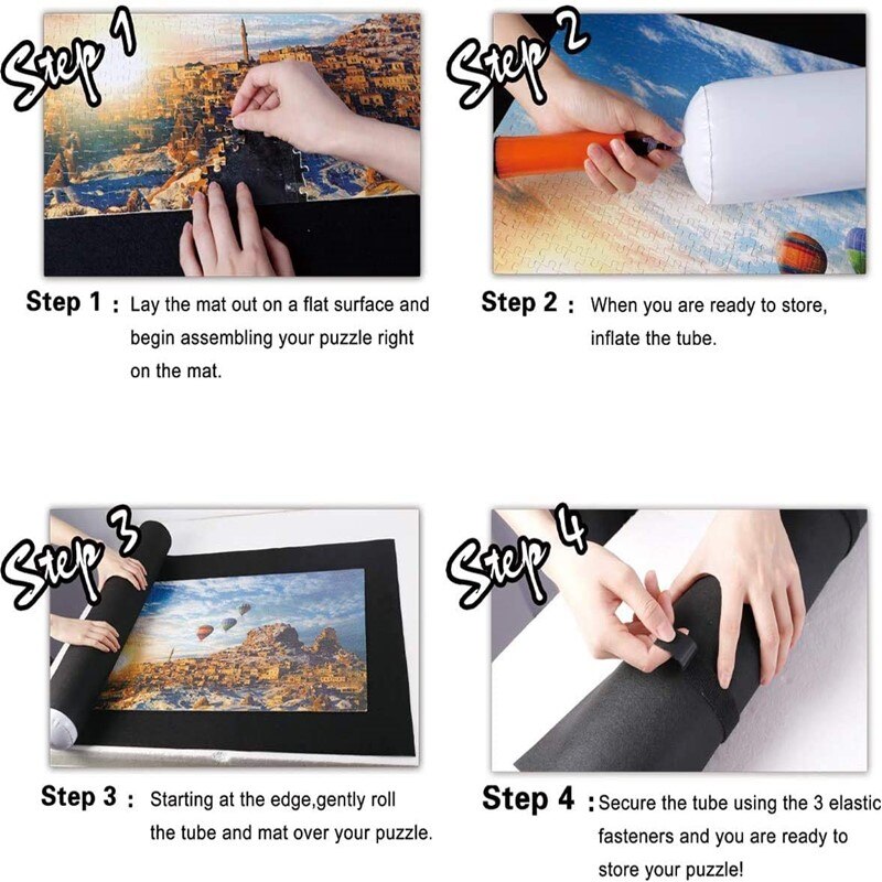 Estera de fieltro para puzles, manta de suelo para rompecabezas de hasta 1500 piezas, con bolsa de almacenamiento de viaje portátil de 26x46 pulgadas