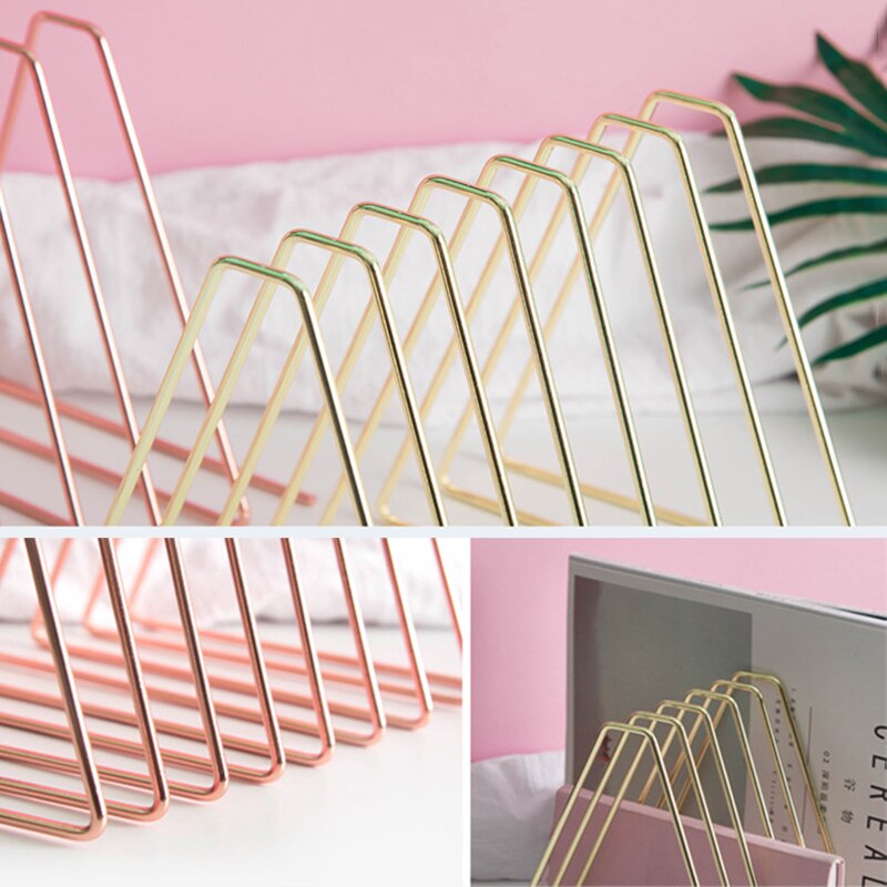 nordisch Gold Versenkbare Magazin Halfter Metall Dreieck Schreibtisch Organizer Lagerung Papier Dokument Fach Datei Ordner Büro Zubehör