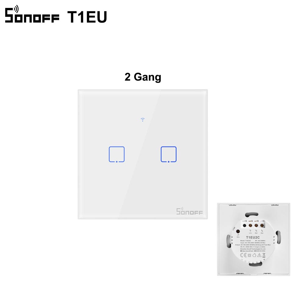 Itead SONOFF TX T1 EU UK Wifi Switch Smart Wall Touch Switch Wifi Light Switch 433Mhz RF Remote Controler Smart Home Automation: T1 EU 2C