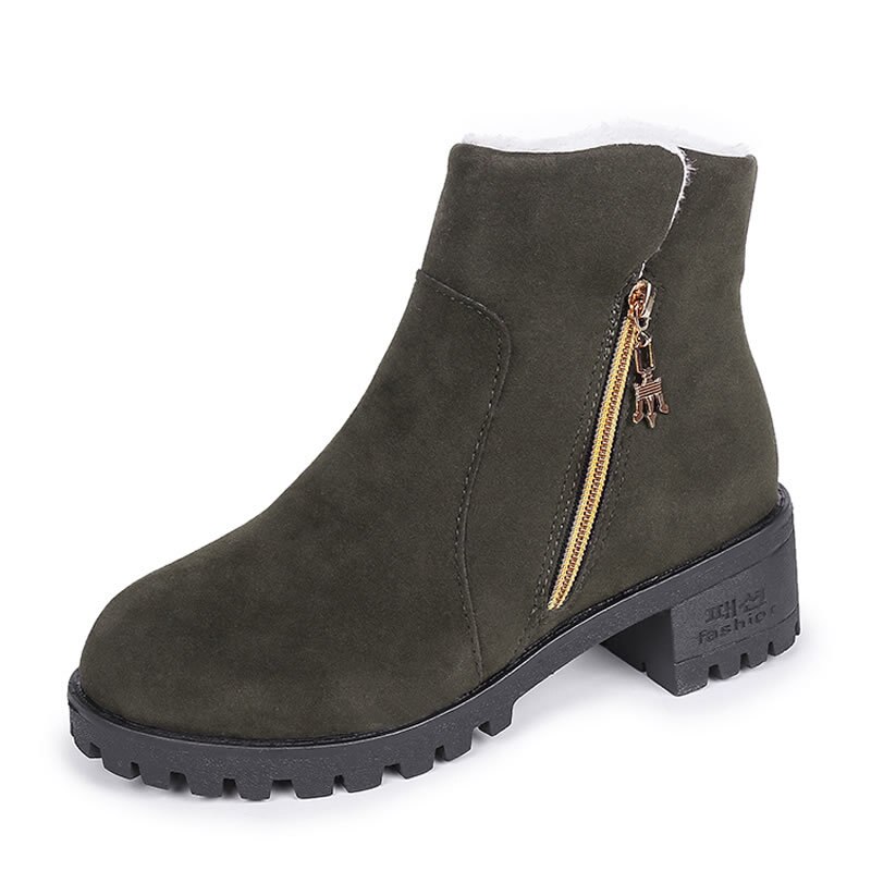 Kvinder støvler vintersko plus size platform kvindelige varme botas mujer støvletter ankel til kvinder snestøvler sort: Grøn / 36