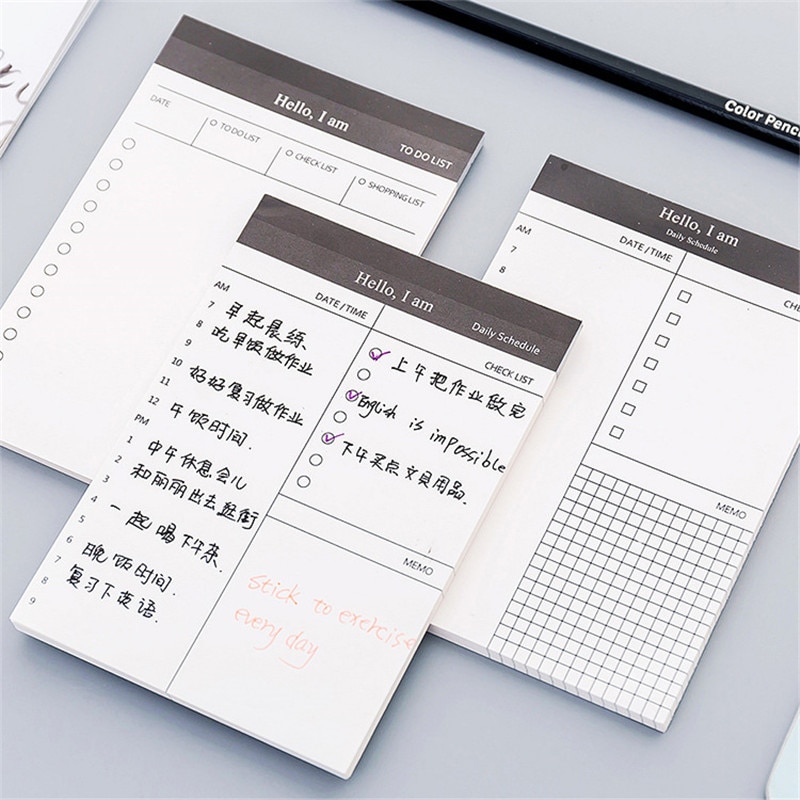 Top Selling Praktische Dagelijkse Planner Lijst Memo Pad Zelfklevend Papier Schema Stick Notes 50 Pagina 'S Tijd Organizer Briefpapier