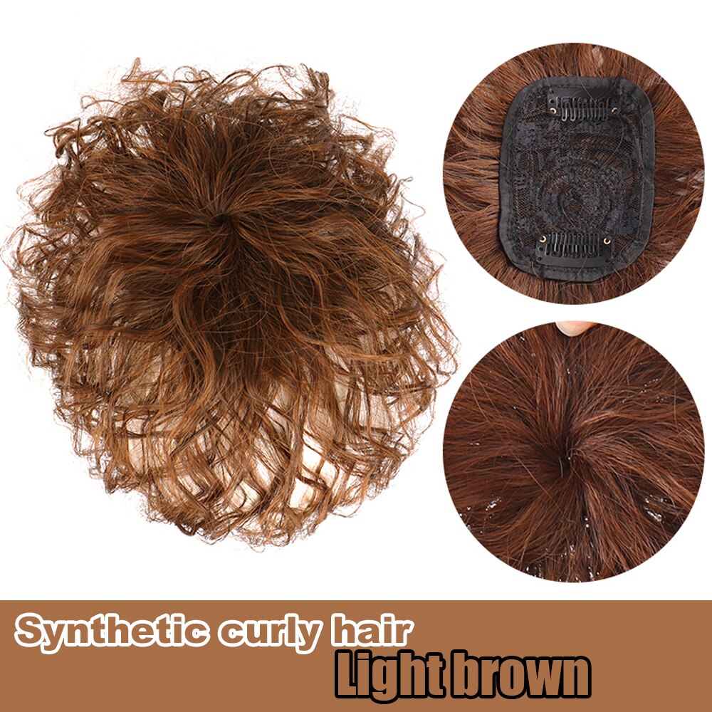 XUANGUANG-tupé de mujer con flequillo, pelo sintético ondulado, negro y marrón: Light brown