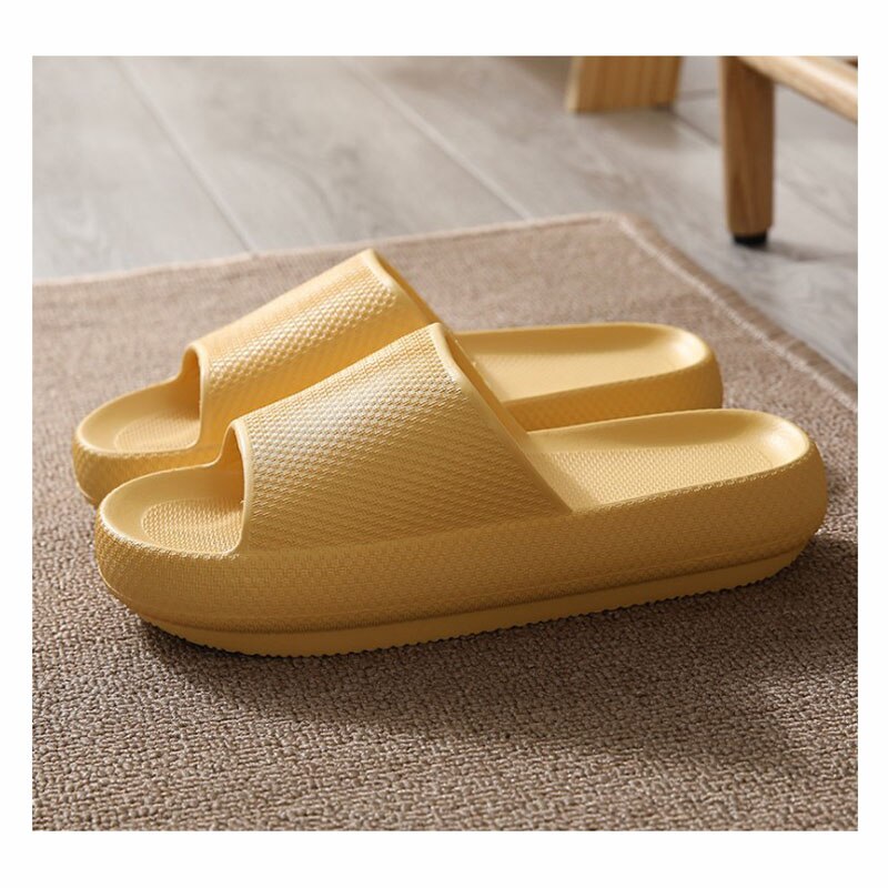Unisex Bathroom Slidder Light Weight Comfy Indoor Slippers Man and Woman Summer Footwear: YELLOW / 37-38