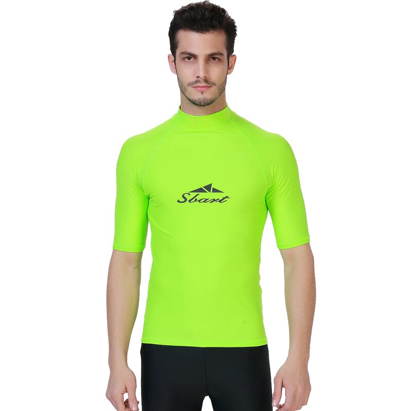 Sbart rashguard til mænd korte ærmer rash guard badedragt skjorte solbeskyttelse mænd surf rashguard svømme t-shirts windsurf toppe: M