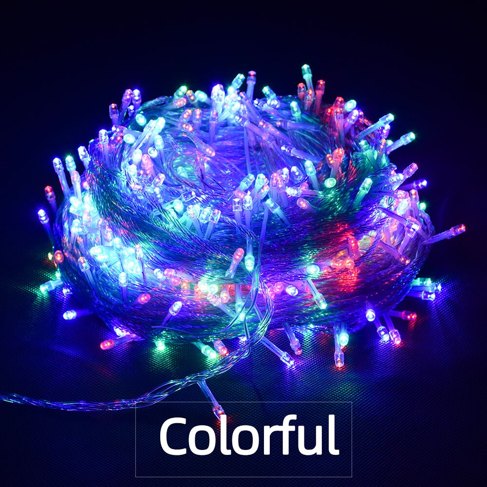 Christmas Lights 5M 10M 20M 30M 50M 100M Led String Fairy Light 8 Modes Christmas Lights For Wedding Party Lights: RGB / 100-300W