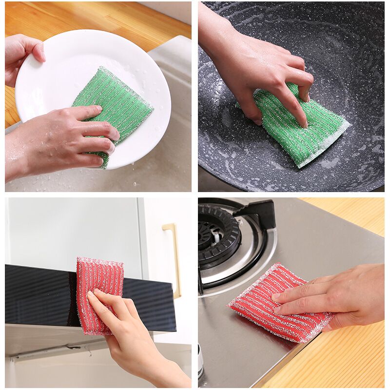 Mesh sponge silver golden foam scouring pad sponge kitchen cleaning scrubber scrub sponge