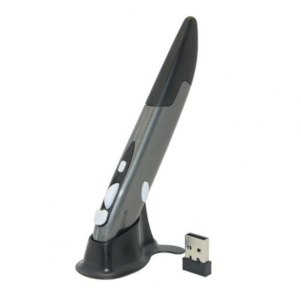 Wireless Mouse Pen 2.4G DPI Adjustable Portable Vertical Pen-shaped Stylus for Computer: Grey