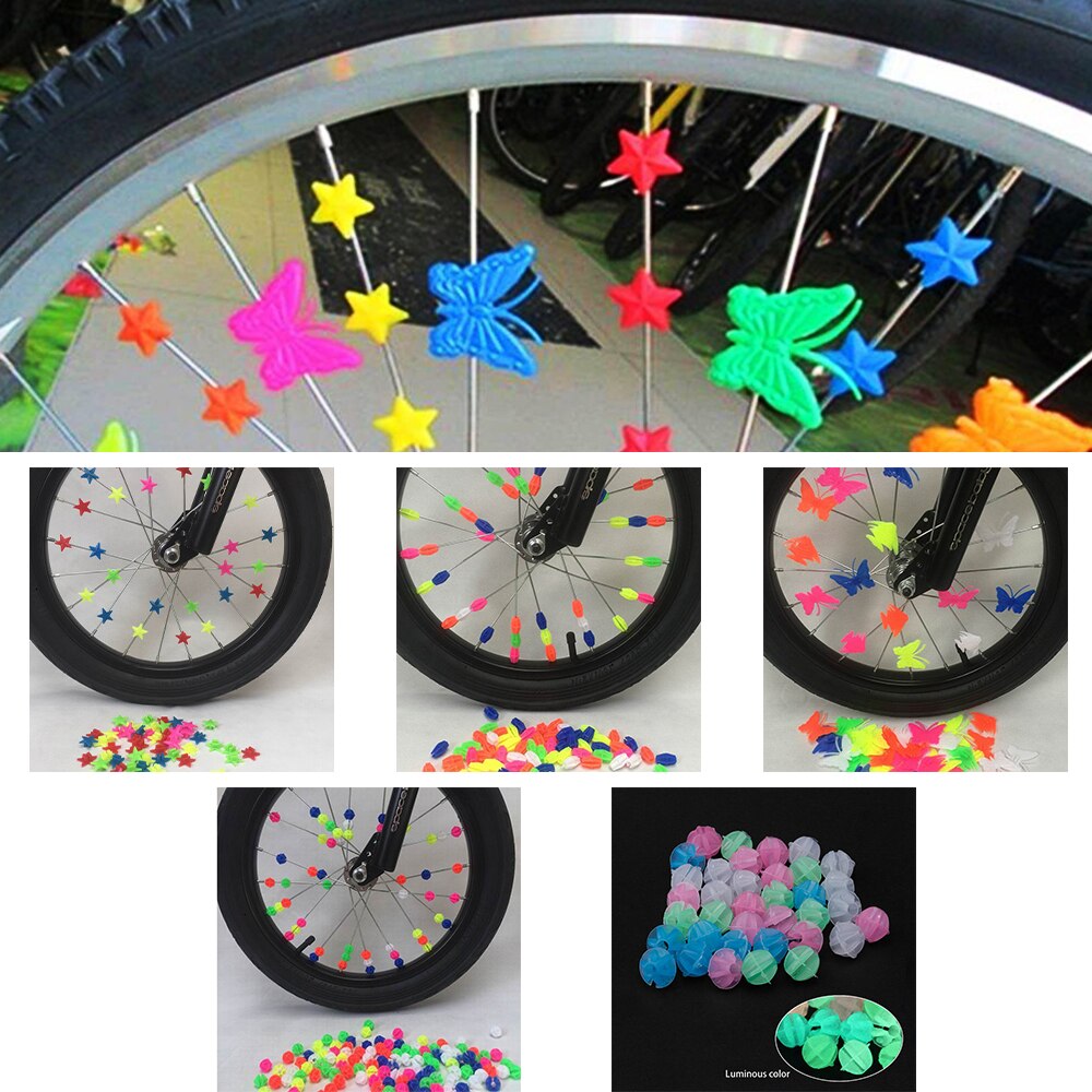 Fiets spaak kralen fietswiel plastic veelkleurige spaak kralen kinderen kinderen clip decoratie fiets onderdelen