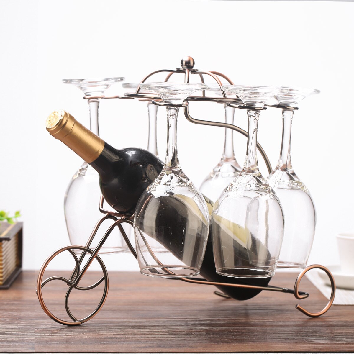 Delicate Rode Wijn Fles Glazen Houder Opknoping Ondersteboven Cup Bekers Display Rack (Brons)