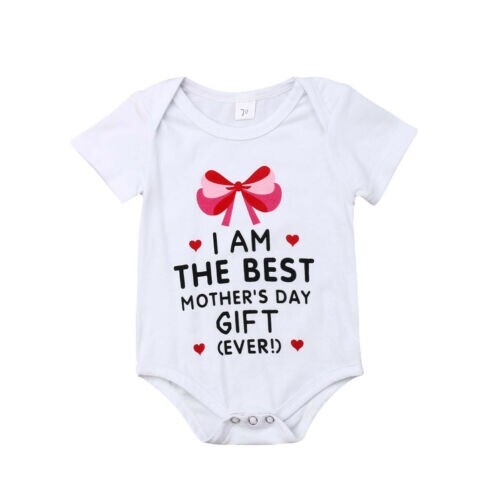 Newborn Baby Girls Boys MOTHER’S DAY Romper Short Sleeve Playsuit Clothes