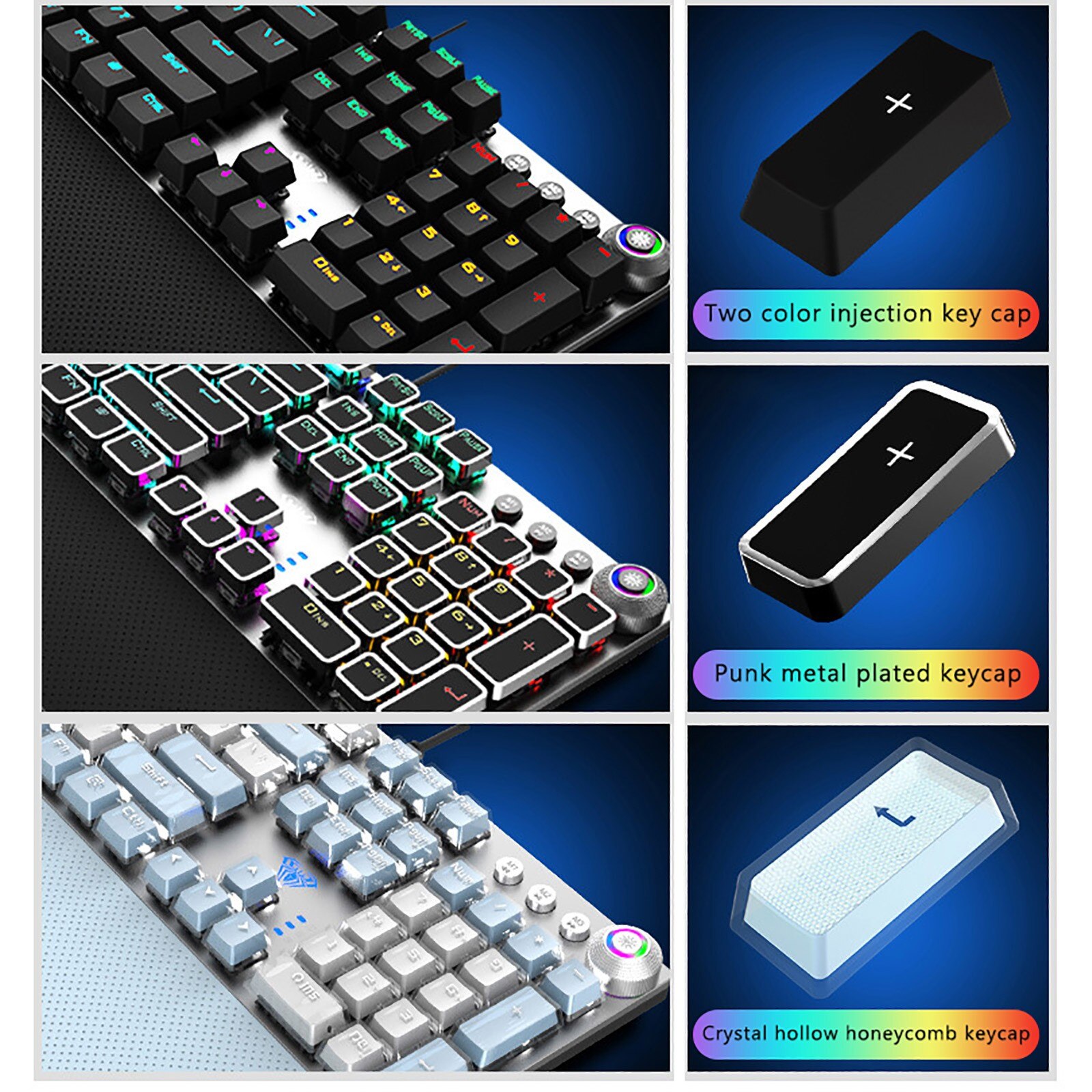 Teclado mecánico Steampunk para videojuegos, periféricos de ordenador con Panel de Metal, redondos, Retro, retroiluminado, con cable, para ordenador de escritorio y portátil