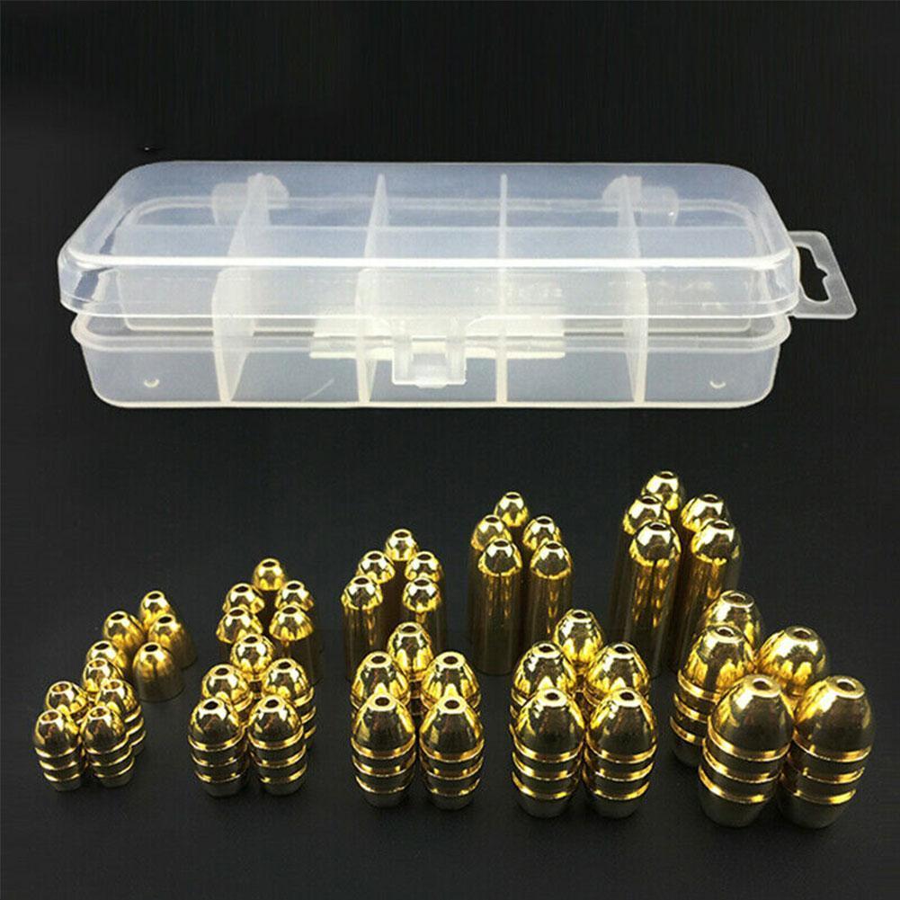 50 Stks/set Koperen Kogel Gewichten Vissen Sinkers In Tackle Plastic Accessoires Vissen 1.8G/3.5G/5G/7G/10G S4H4
