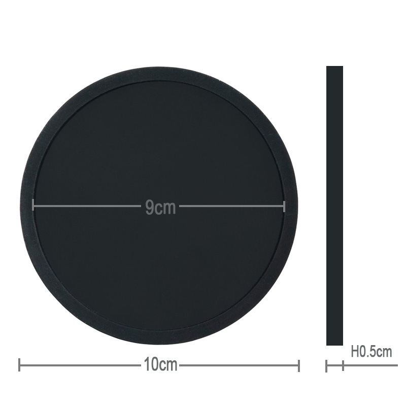 Silicone Black Drink Coasters Set of 8 Non-slip Round Soft Cup Coasters, Perfect for Bar and House, Durable Easy to Clean Black