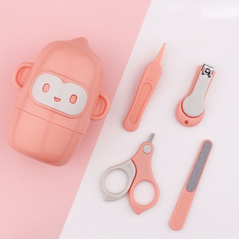 Mondhygiëne Kit Voor Babykamer Baby Nail Cutter Nail File Cutters Draagbare Nail Care Tool Voor Manicure Met Doos Voor pasgeborenen Van 0: Pink monkey
