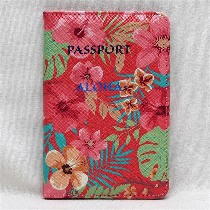 Mcneely peach blossom kvinner passdeksel rosa skinn passholder med kortholder jente pass etui porte carte: Rød