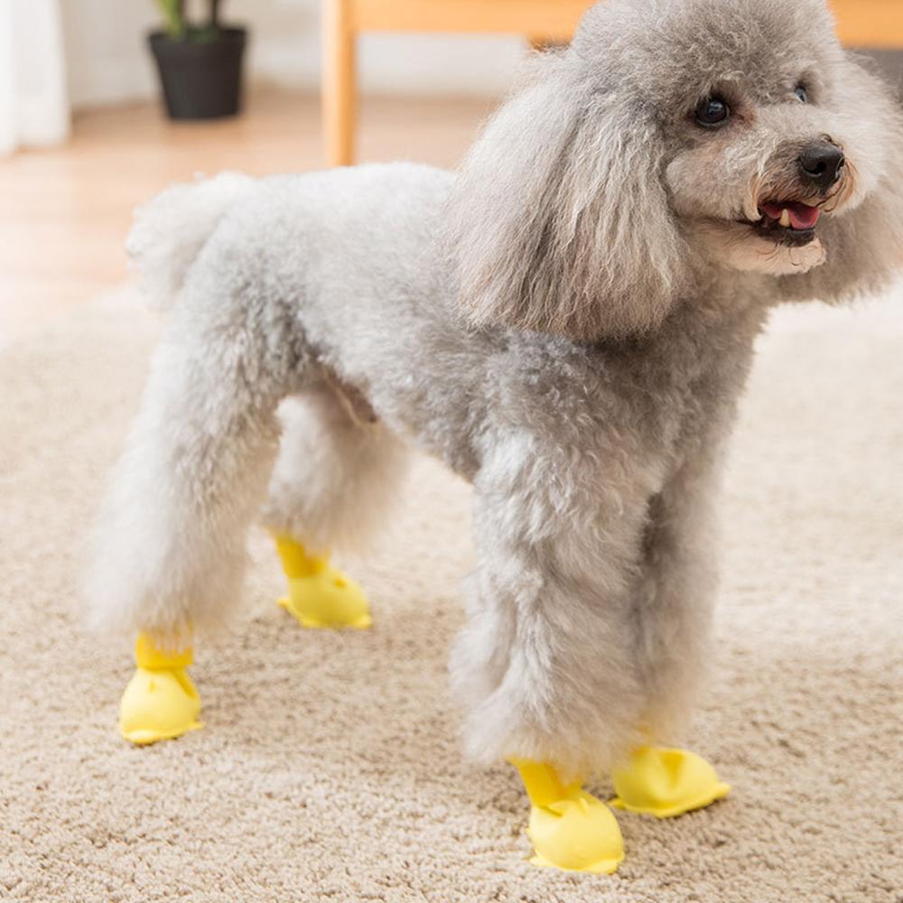 Juego de zapatos suaves antiarañazos para gato, botas de pata de silicona suave para perros, Baño de mascotas, cubierta ajustable, SUMINISTROS DE ASEO para gatos, 4 unids/set