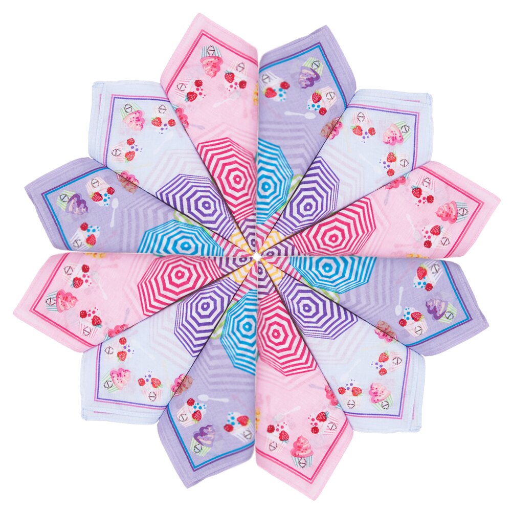 Cotton Handkerchief Flower For Girl Children 1 Set: 12PCs-2