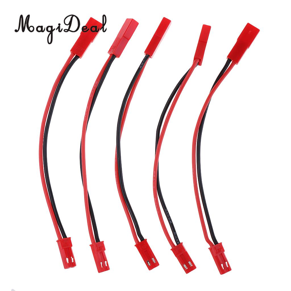 MagiDeal 5Pcs RC Model JST 2-Pin Male to Female Connector Plug Extension Wire Cable Harness for Battery RC Model Parts