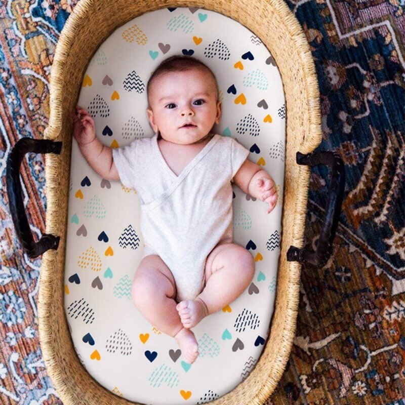 40JC Baby Mozes Mand Vel Afdrukken Wieg Zorg Veranderende Tafel Pad Matras Protector