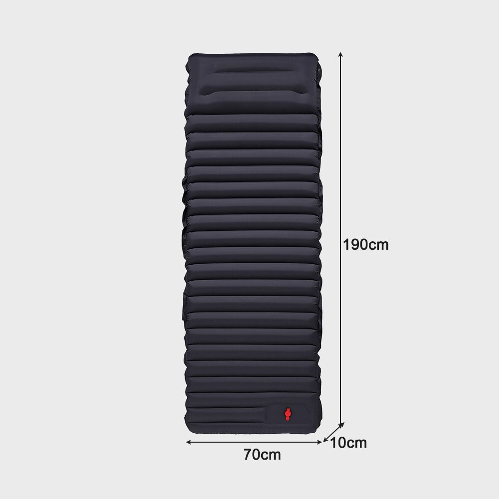 Camping Inflatable Mattress TPU Nylon Folding Camping Sleeping Pad Picnic Blanket Air Mat Tent Sleeping Cushion: black grey