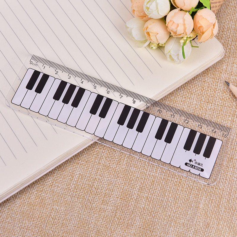 1pc Cute 15cm Musical Notes Piano Keyboard Plastic Straight Rulers Bookmark School Student Drawing Sketch Stationery