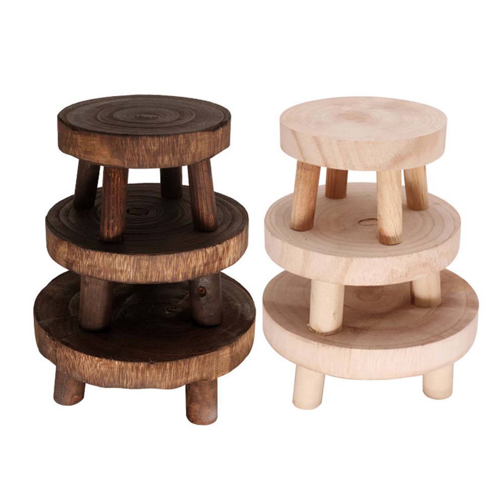 1 PCS Durable Plant Stand Shelf Wooden Stool Succulent Pot Holder For Living Room