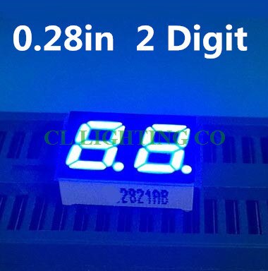 20pcs 7 segment Common cathode 2 Bit digital Tube 0.28&quot; 0.28in. Blue LED Display 7 segmentos LED Digital tube