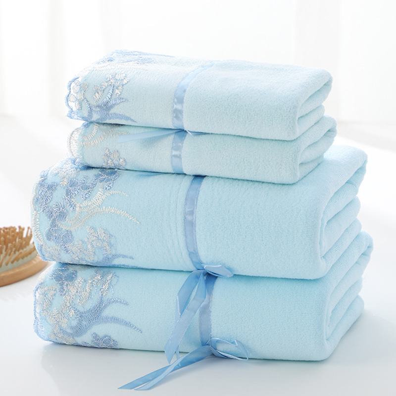Juego de toallas de baño de lujo para hombre y mujer, 2 piezas, 70x140cm, grandes, 2 piezas, 35x75cm, absorbentes de microfibra: 02