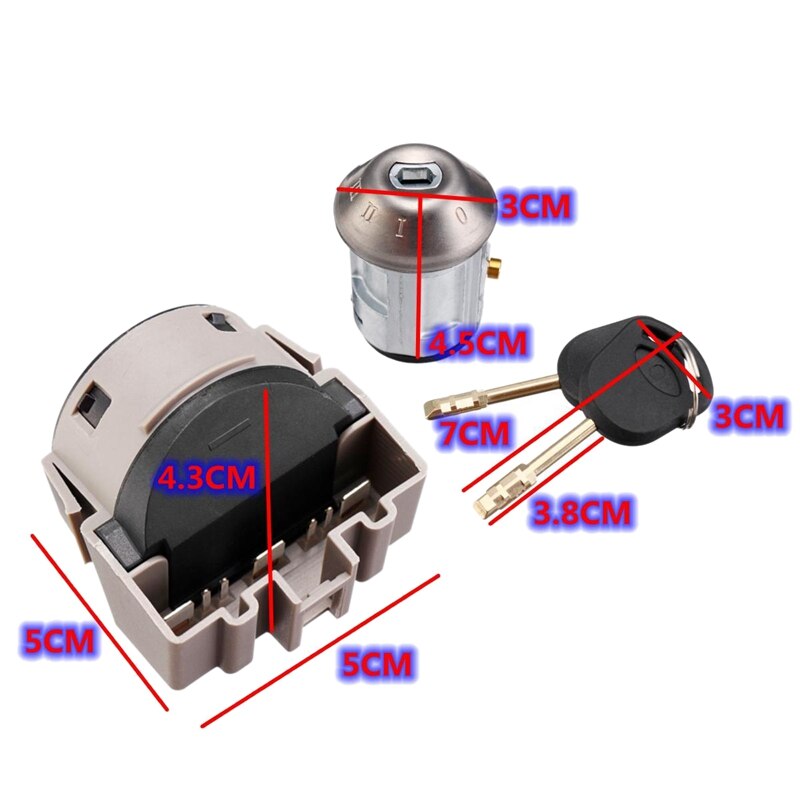 Interruptor de arranque de coche, cilindro de bloqueo con 2 llaves para Ford Focus MK1 Transit Connect 1998 1022184 1677531