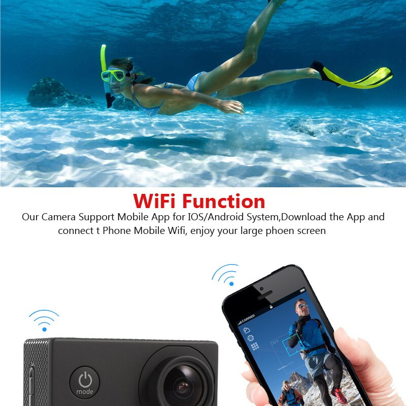 H9/Macchina Fotografica di Azione di H9R Ultra HD 4K WiFi 2.0 Pollici 170D Subacquea Go Pro Impermeabile Casco di Registrazione Video telecamere Sport Cam