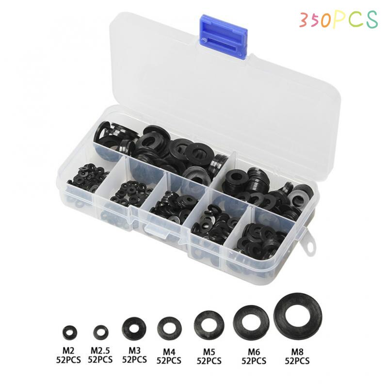 350 pz M2 M2.5 M3 M4 M5 M6 M8 plastica nera nylon piatto rondella pianoforte distanziatore anello di guarnizione isolante per vite