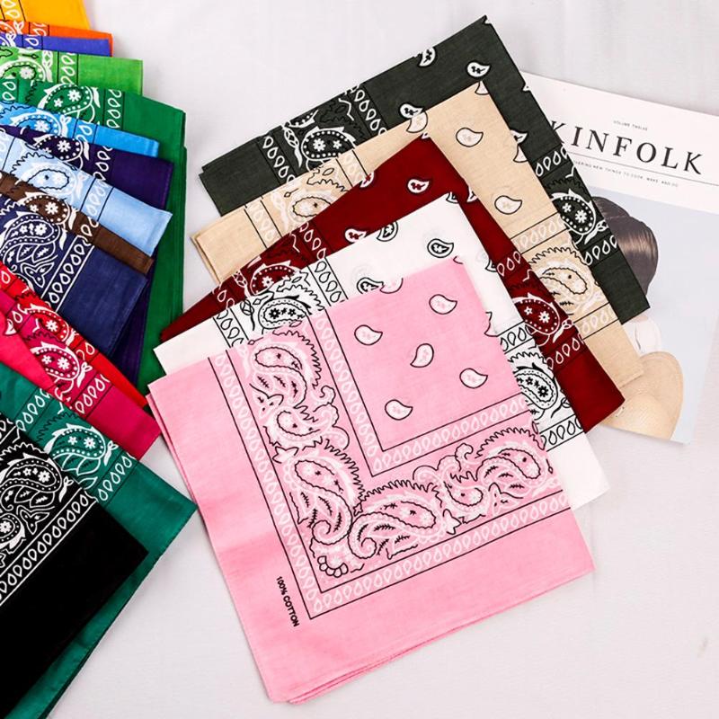 55*55 cm Hip Hop coton Paisley Bandanas tête Wrap noir rouge blanc etc 19 couleurs écharpes