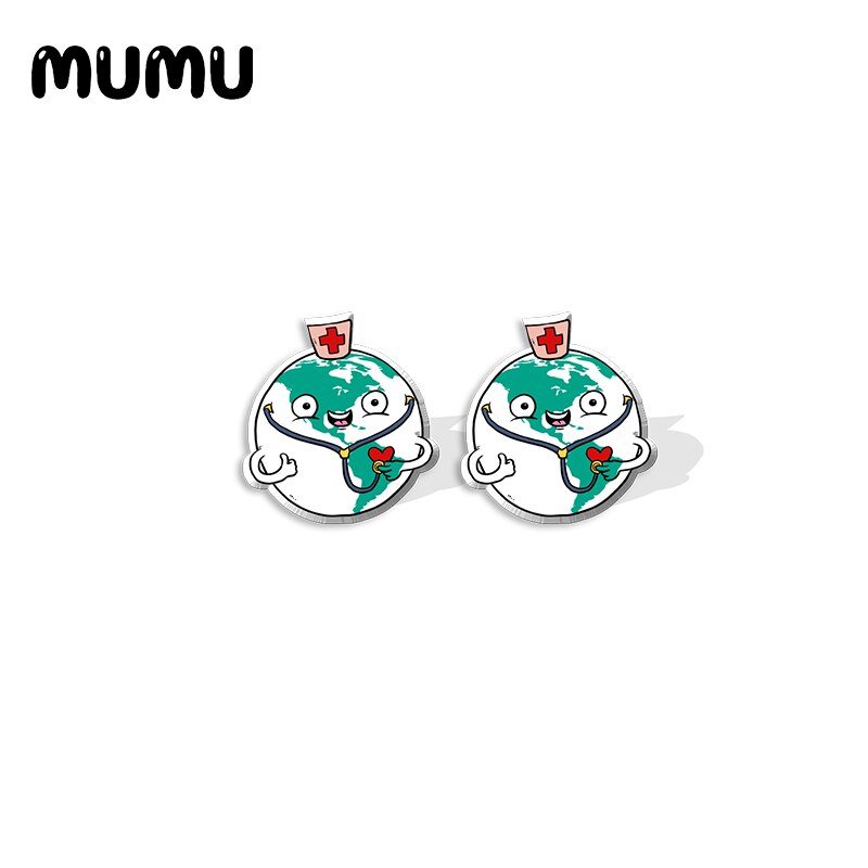 Pendiente de tuerca de acrílico para enfermera, joyería de resina epoxi con dibujos animados, para , novedad de: 4