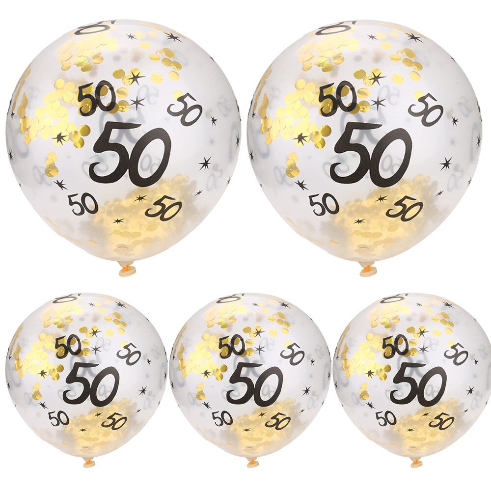 5Pcs Ballon 30 40 50th Happy Birthday Age Confetti Filled Balloons Wedding Party Decor Decoration Adult Kids Latex Ballon: C