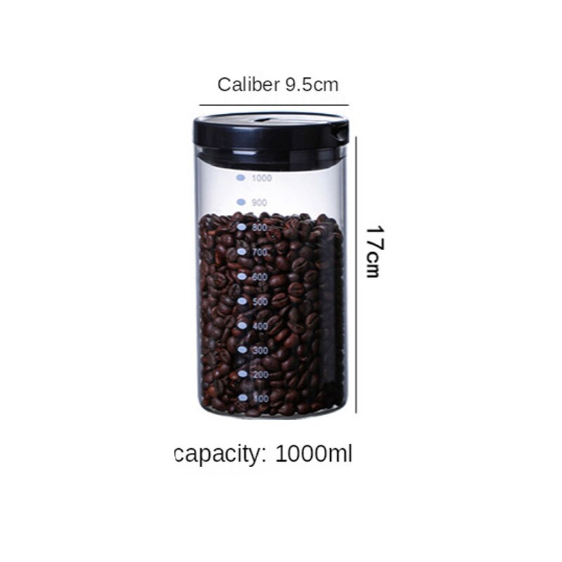 Verzegelde Roestvrijstalen Deksel Opslagtank 800Ml ~ 1200Ml Keuken Koffieboon Opslag Kan Glas Met Voedsel Container kruiden Tanks: C Style 1000ML