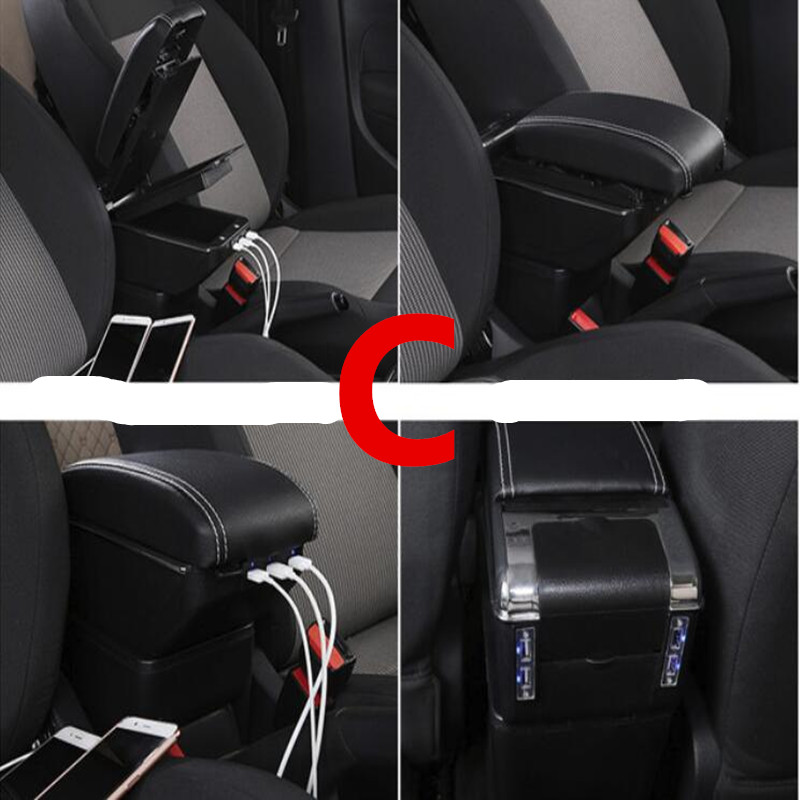 Pour C3 aircross accoudoir boîte console centrale cuir repose-bras support de verre partie centrale style de voiture: C Black white line
