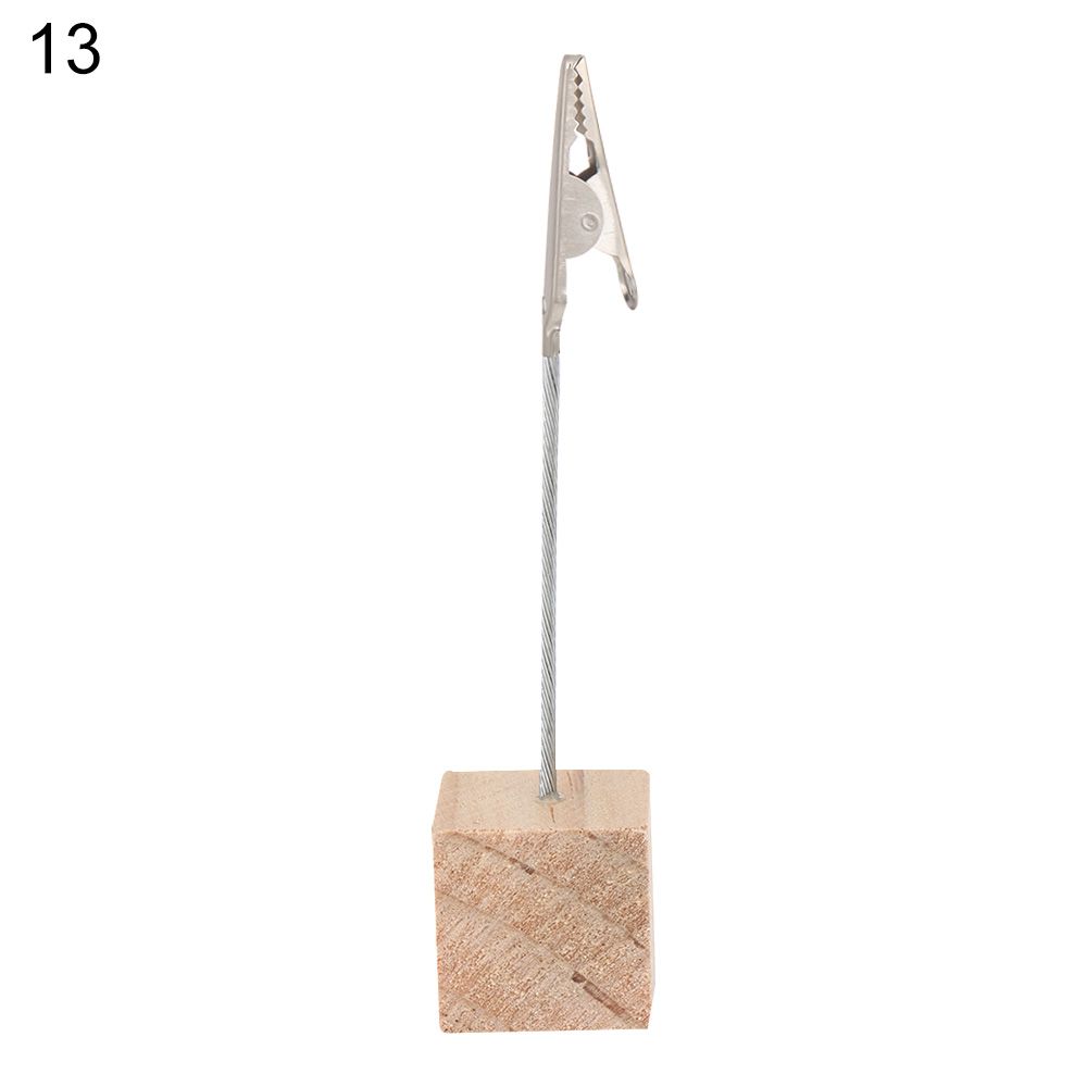 Decor Desktop Decoration Memorandum Wooden Message Folder Table Numbers Holder Photos Clips Place Card Clamps Stand: 13